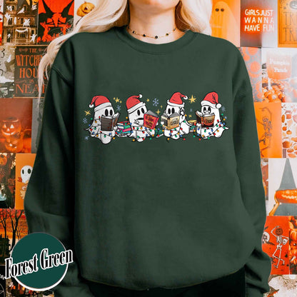 Christmas Ghost Reading, Halloween Cute Ghost Christmas Sweatshirt, Acotar Book Sweatshirt, Cute Spooky Ghost Christmas, Book Lover Gift, Book Sweatshirt