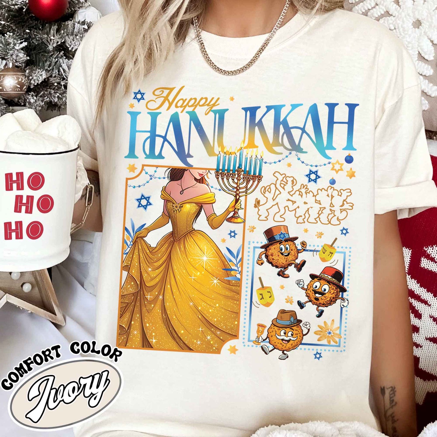 Happy Hanukkah Comfort Color Shirt, Menorah Shirt, Hanukah Menorah Dreidel Shirt, Happy Hannukah Merry Christmas Shirt, Chanukah Shirt, Jewish Holiday Shirt