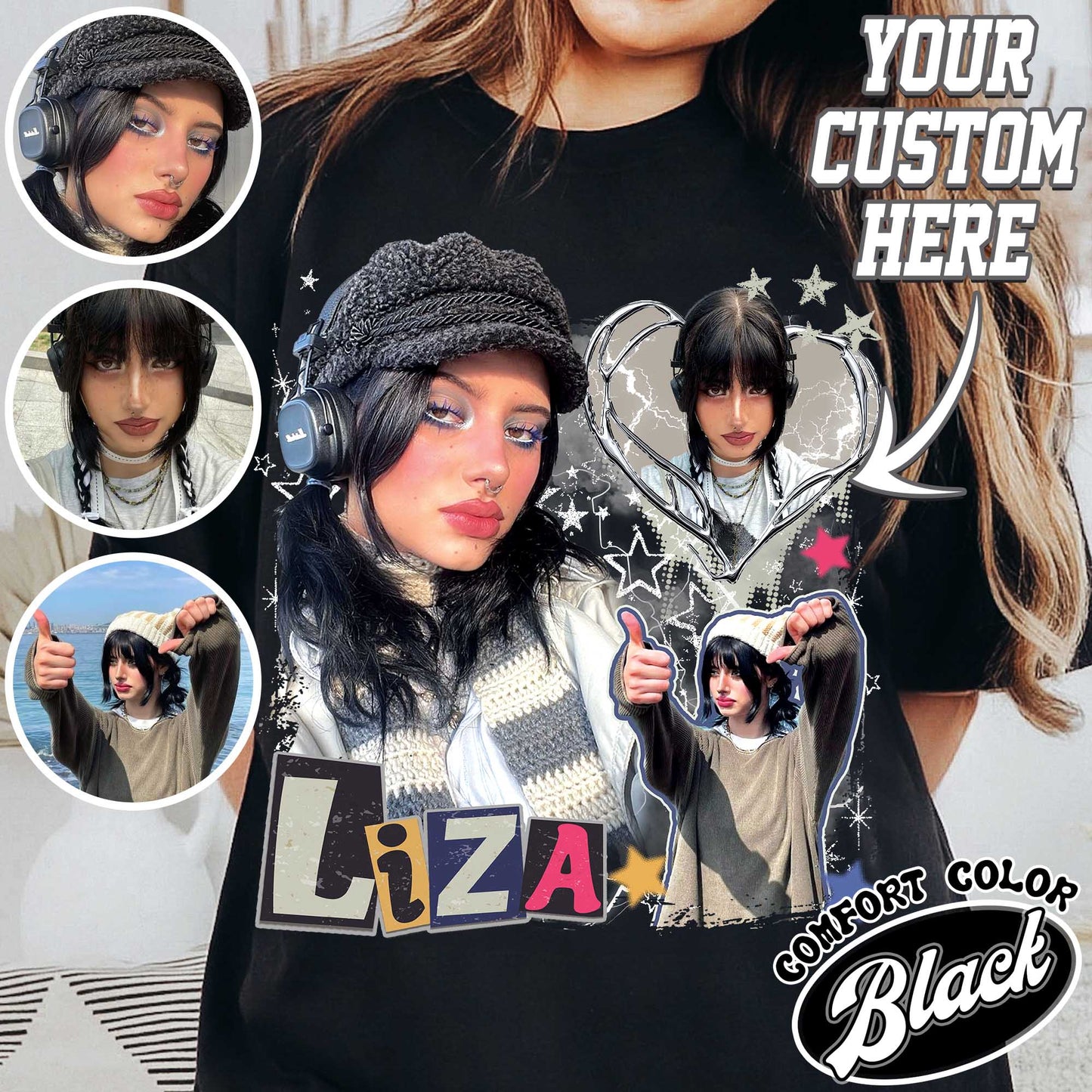 Custom Photo Shirt, Custom Photo Bootleg Girlfriend, 90s Retro T-shirt, Custom Bootleg Rap Tee, Custom Your Own Bootleg, Insert Your Design