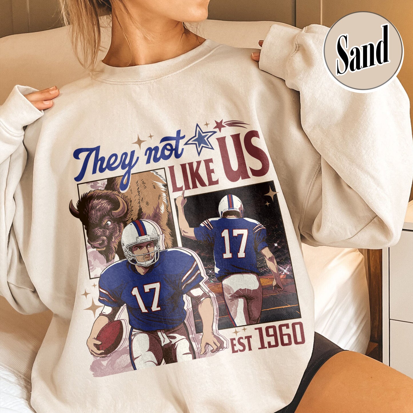 Custom Football Sweatshirt, They Not Like Us Football Sweatshirt, Go Bills Sweatshirt