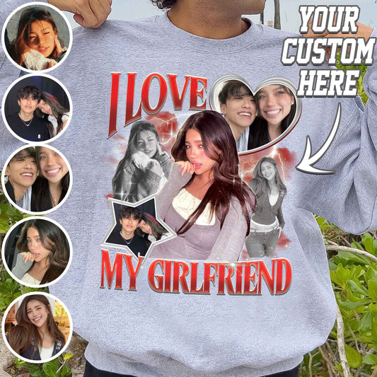 Valentine’s Day Sweatshirt, Custom I Love My Girlfriend Sweatshirt, Custom Photo Rap Sweatshirt