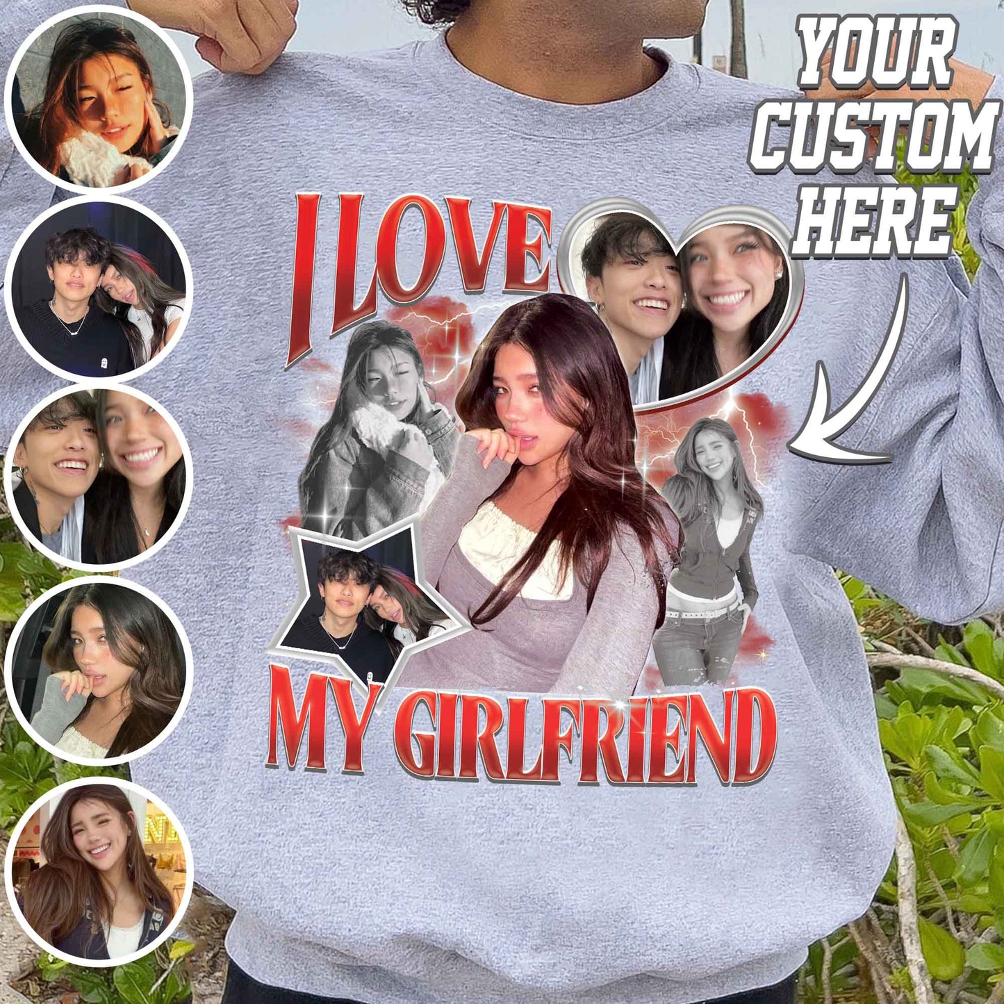 Valentine’s Day Sweatshirt, Custom I Love My Girlfriend Sweatshirt, Custom Photo Rap Sweatshirt