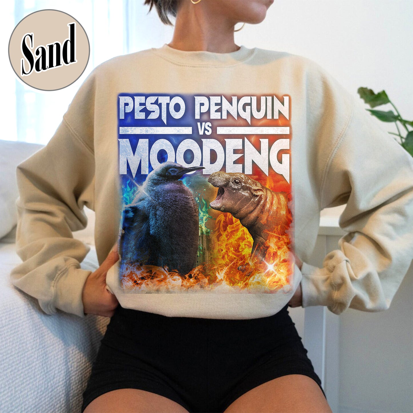 Pesto the Penguin Sweatshirt, Moo Deng Sweatshirt, Hippo Moo Deng Sweatshirt, Animal Lover Gift, the Penguin Viral Cute Sweatshirt, Funny Penguin, Zoo Baby Hippo