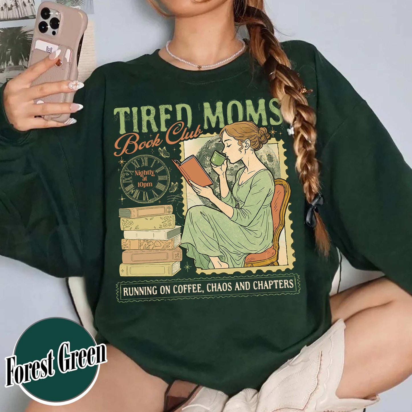 Tired Moms Club Sweatshirt,Bookish Things Booktrovert Book Lover Gifts, Fall Book Club Sweatshirt