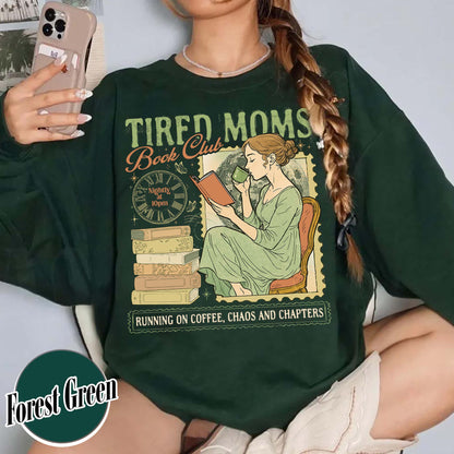Tired Moms Club Sweatshirt,Bookish Things Booktrovert Book Lover Gifts, Fall Book Club Sweatshirt