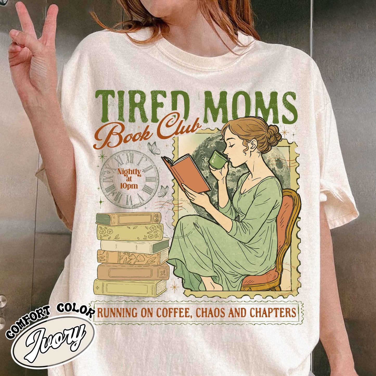 Tired Moms Club Comfort Colors Shirt,Bookish Things Booktrovert Book Lover Gifts, Fall Book Club Shirt