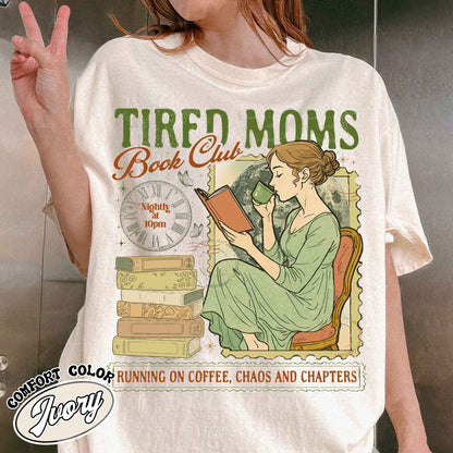 Tired Moms Club Comfort Colors Shirt,Bookish Things Booktrovert Book Lover Gifts, Fall Book Club Shirt