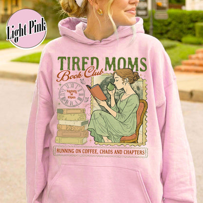 Tired Moms Club Hoodie, Bookish Things Booktrovert Book Lover Gifts, Fall Book Club Hoodie