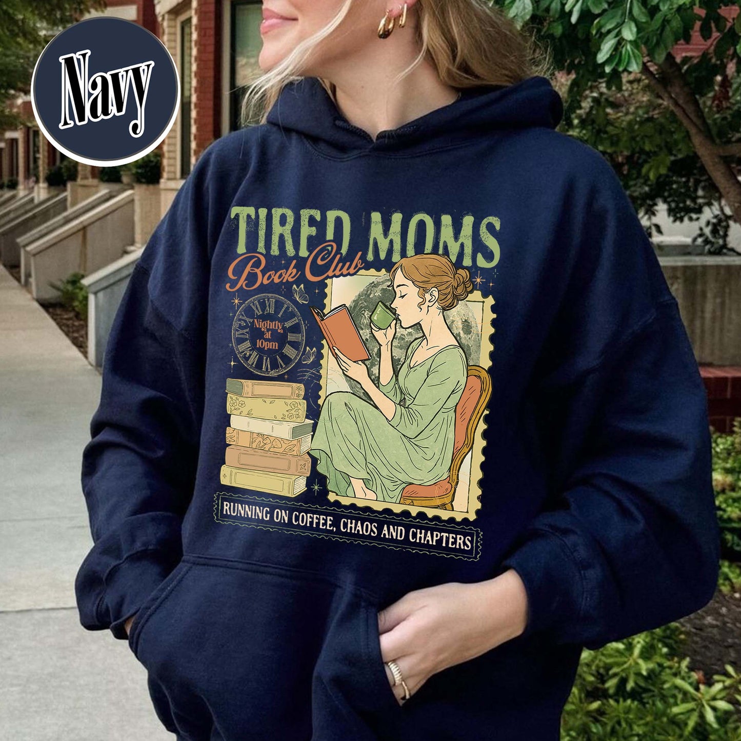 Tired Moms Club Hoodie, Bookish Things Booktrovert Book Lover Gifts, Fall Book Club Hoodie