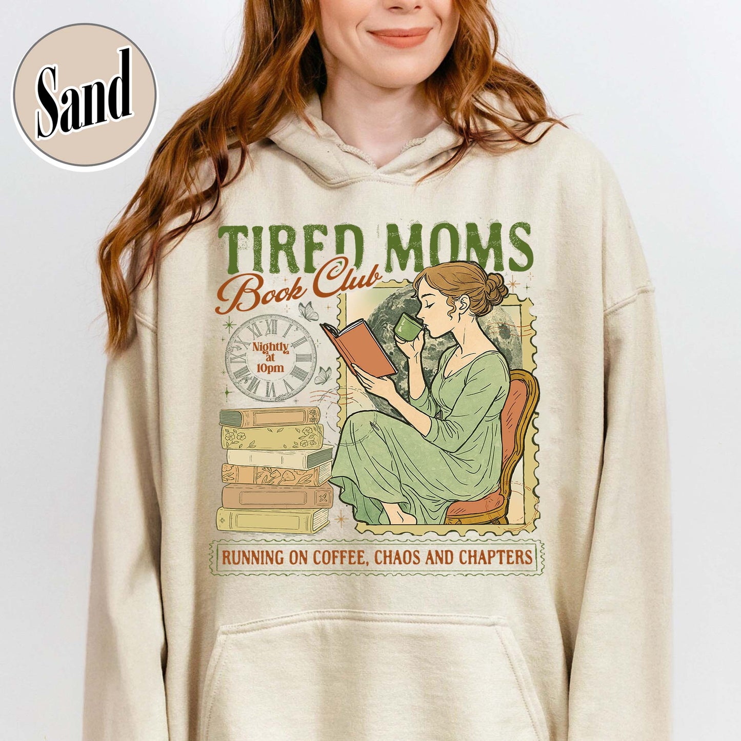 Tired Moms Club Hoodie, Bookish Things Booktrovert Book Lover Gifts, Fall Book Club Hoodie