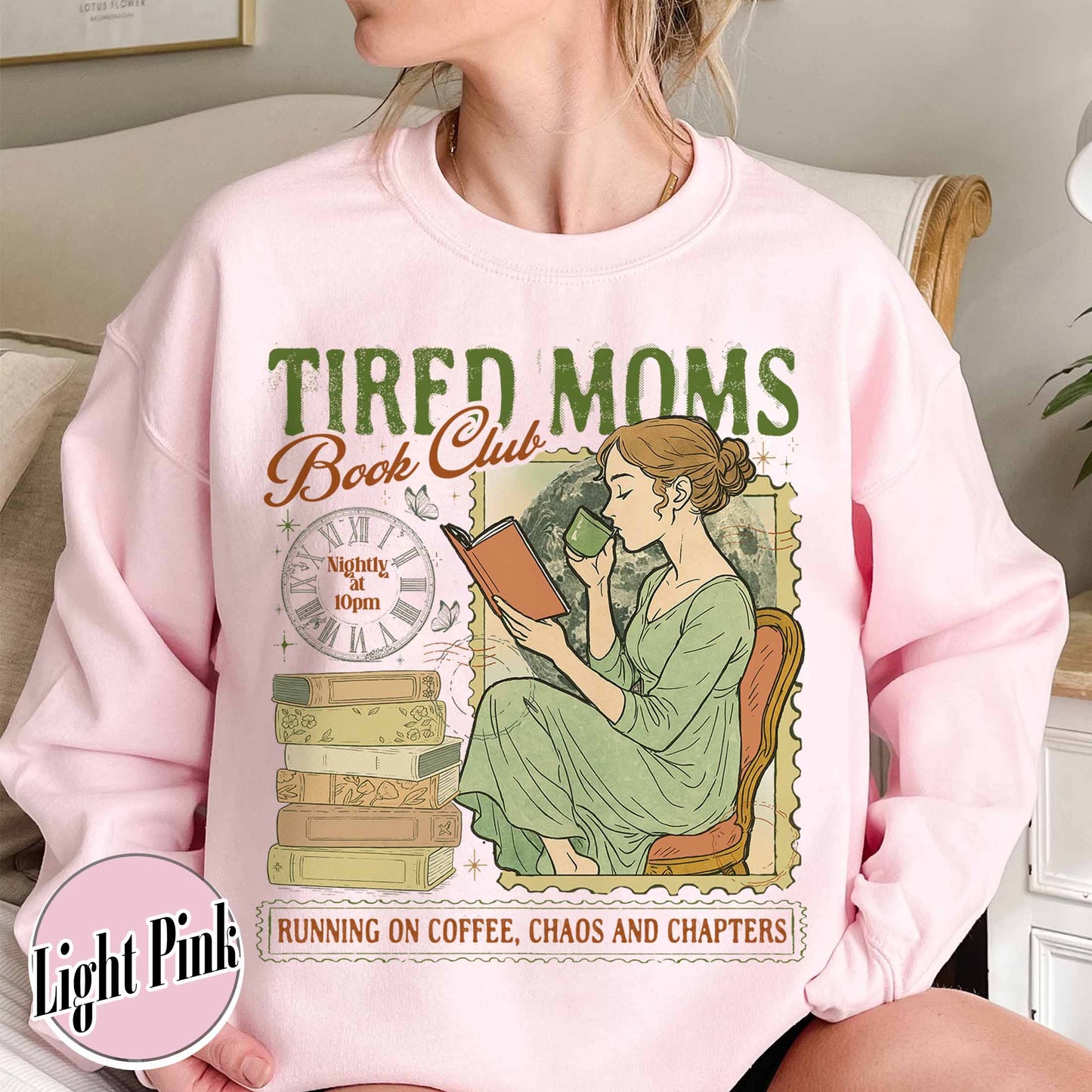 Tired Moms Club Sweatshirt,Bookish Things Booktrovert Book Lover Gifts, Fall Book Club Sweatshirt