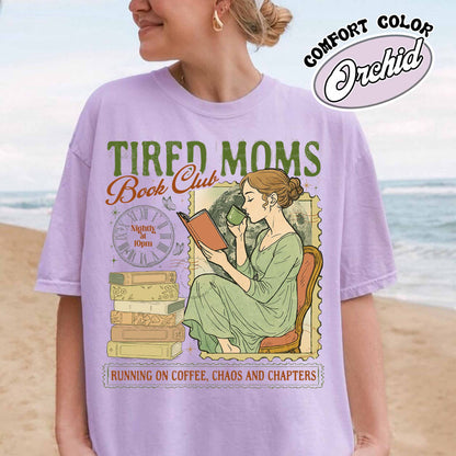 Tired Moms Club Comfort Colors Shirt,Bookish Things Booktrovert Book Lover Gifts, Fall Book Club Shirt