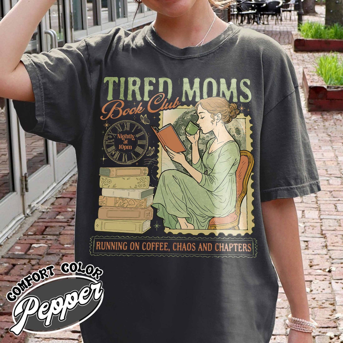 Tired Moms Club Comfort Colors Shirt,Bookish Things Booktrovert Book Lover Gifts, Fall Book Club Shirt