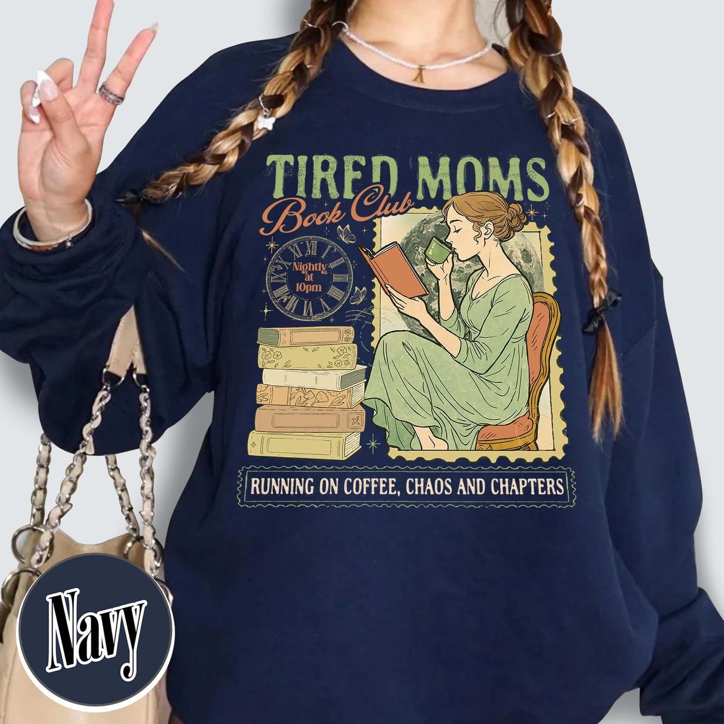 Tired Moms Club Sweatshirt,Bookish Things Booktrovert Book Lover Gifts, Fall Book Club Sweatshirt