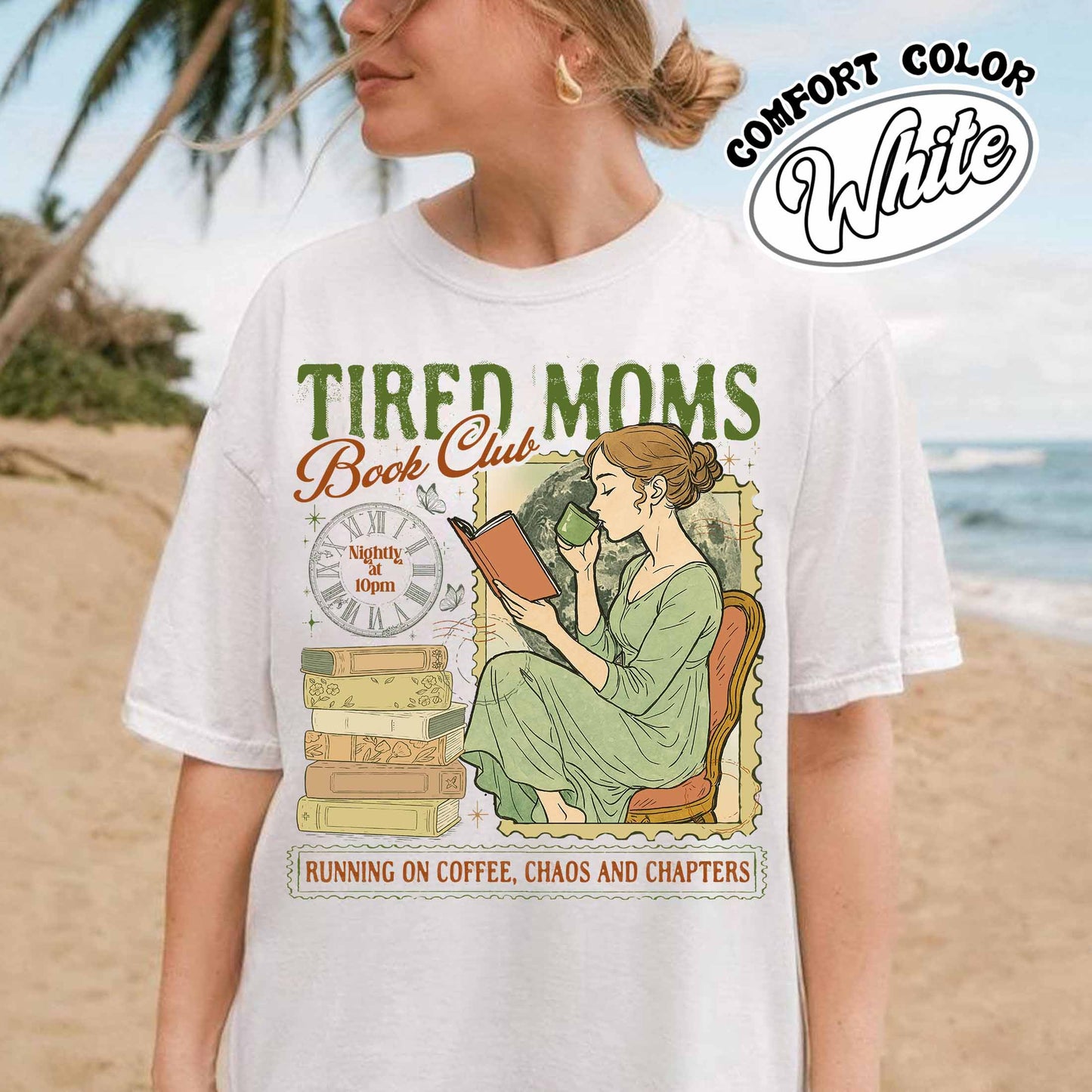 Tired Moms Club Comfort Colors Shirt,Bookish Things Booktrovert Book Lover Gifts, Fall Book Club Shirt