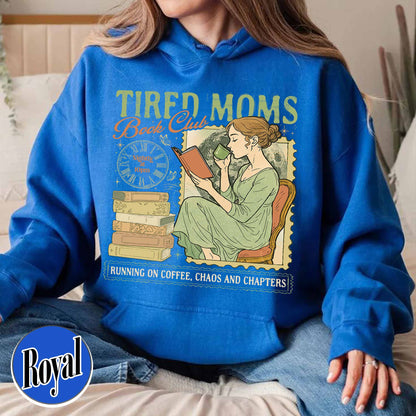Tired Moms Club Hoodie, Bookish Things Booktrovert Book Lover Gifts, Fall Book Club Hoodie