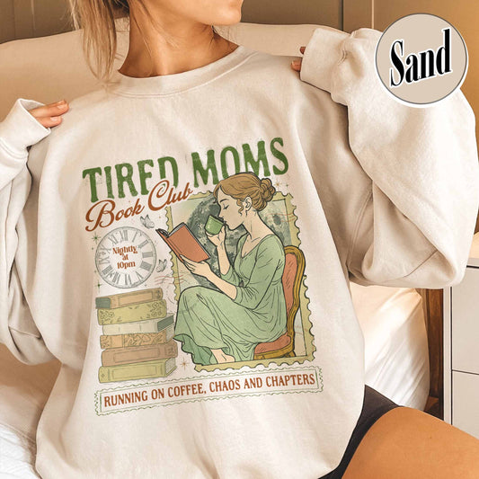 Tired Moms Club Sweatshirt,Bookish Things Booktrovert Book Lover Gifts, Fall Book Club Sweatshirt