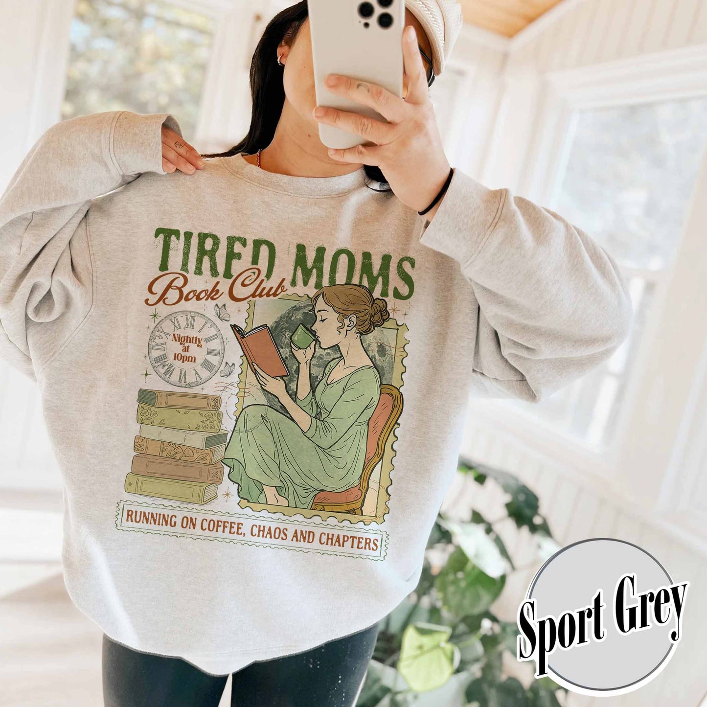 Tired Moms Club Sweatshirt,Bookish Things Booktrovert Book Lover Gifts, Fall Book Club Sweatshirt