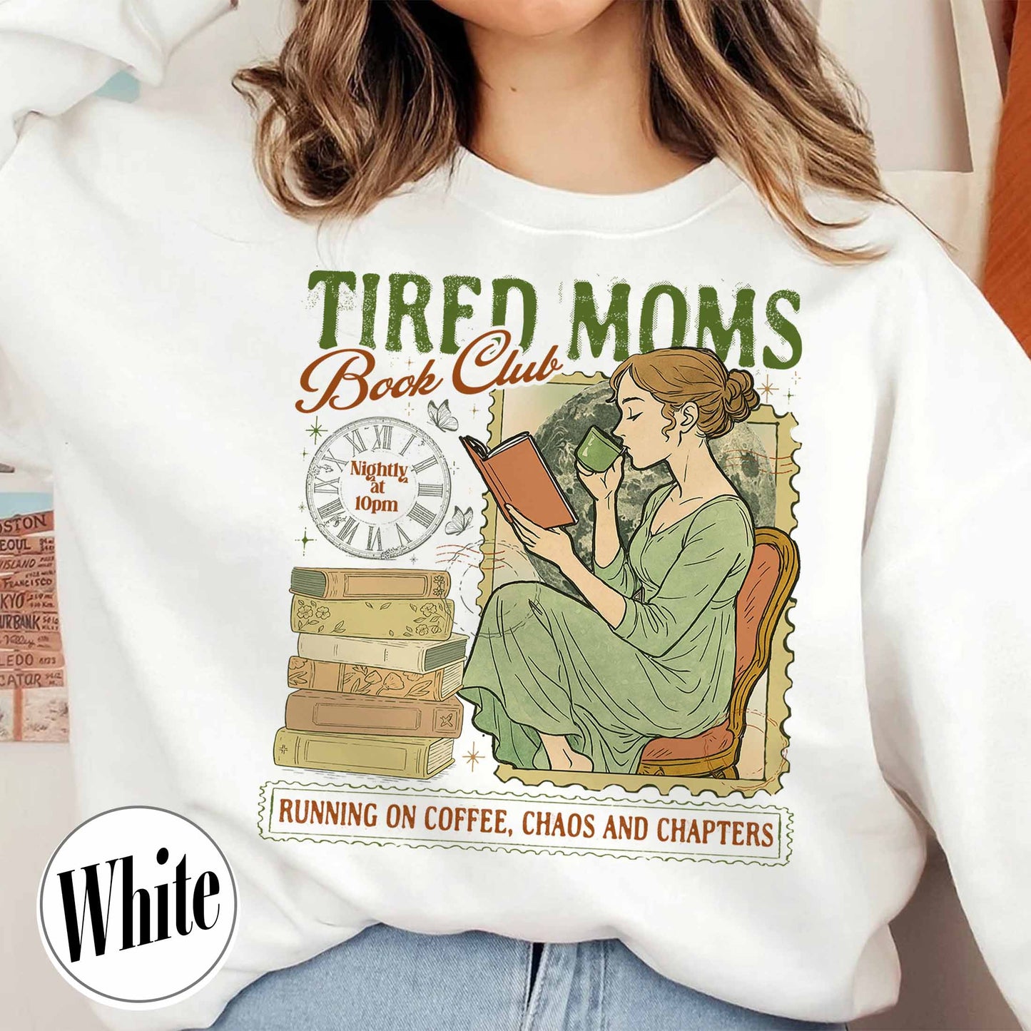 Tired Moms Club Sweatshirt,Bookish Things Booktrovert Book Lover Gifts, Fall Book Club Sweatshirt