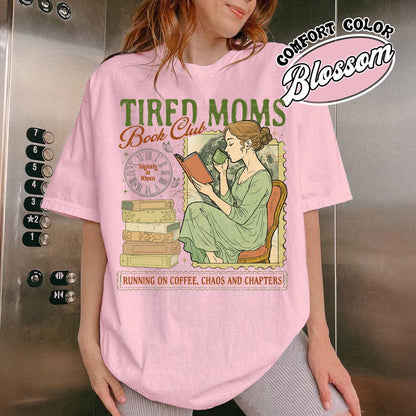 Tired Moms Club Comfort Colors Shirt,Bookish Things Booktrovert Book Lover Gifts, Fall Book Club Shirt