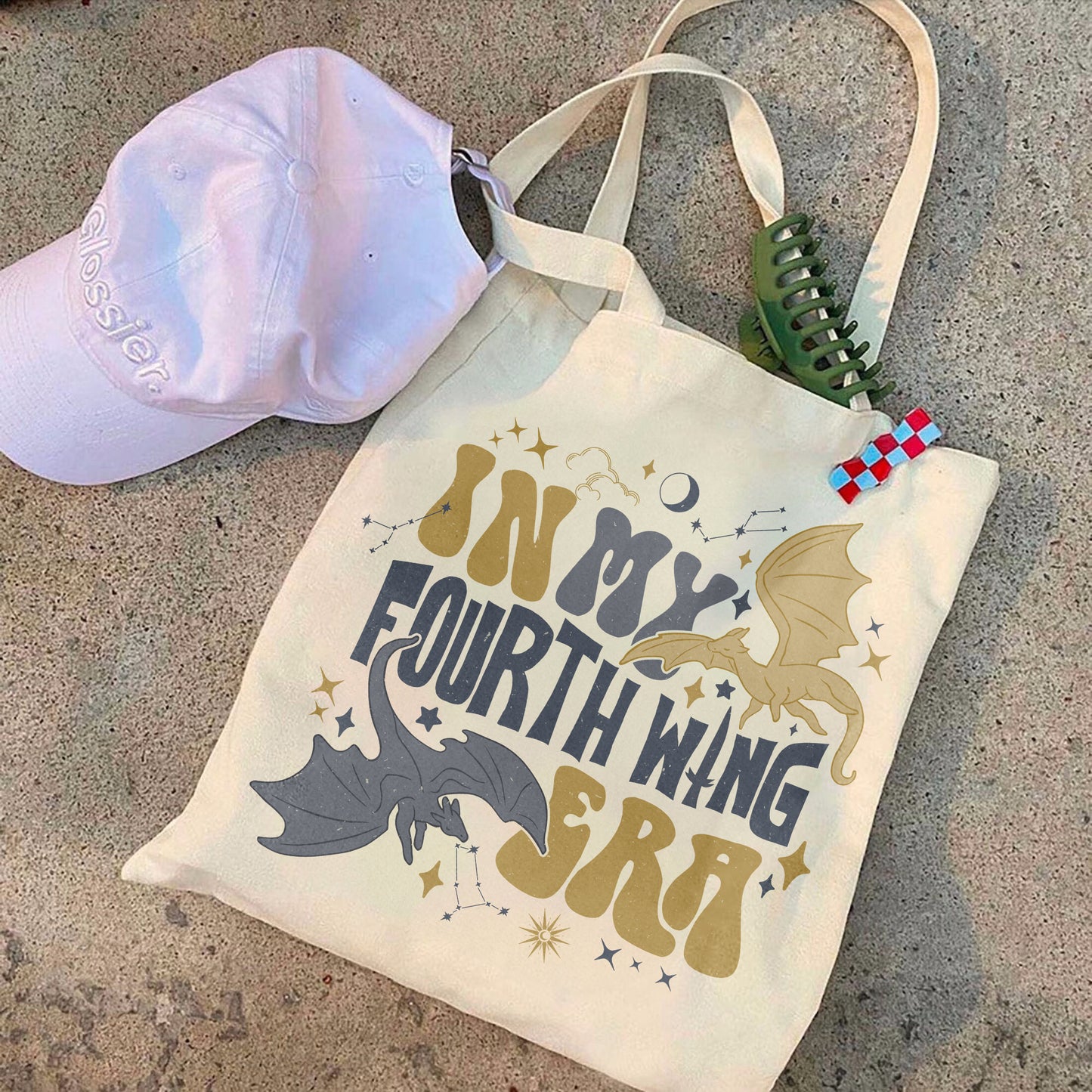 In My Fourth Wing Era Tote Bag, Fourth Wing Dragon Tote Bag