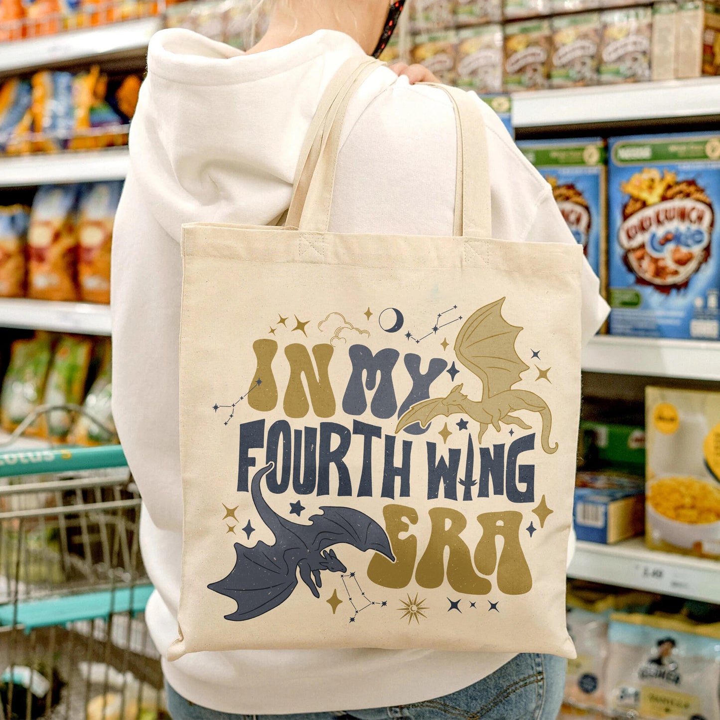 In My Fourth Wing Era Tote Bag, Fourth Wing Dragon Tote Bag