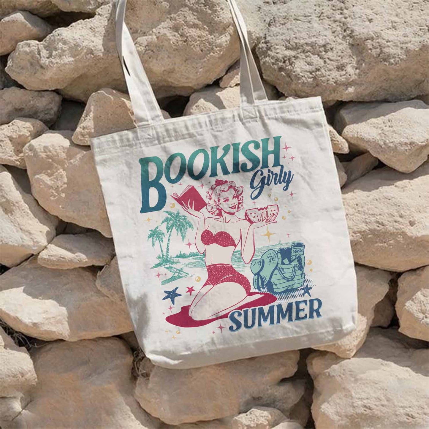 Book Girl Summer Tote bag, Beach Book Lover Summer Bookish Funny Reader, Feral Girl Summer Raccoon Tote Bag, Funny Meme Raccoon Tote Bag, Bookish Tote Bag