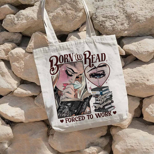 Born To Read Forced To Work Tote Bag, Dark Romance Social Club, Bookish Bag Dark Romance Smut Gift, Dark Romance Book, Smut Romance Reader Bag