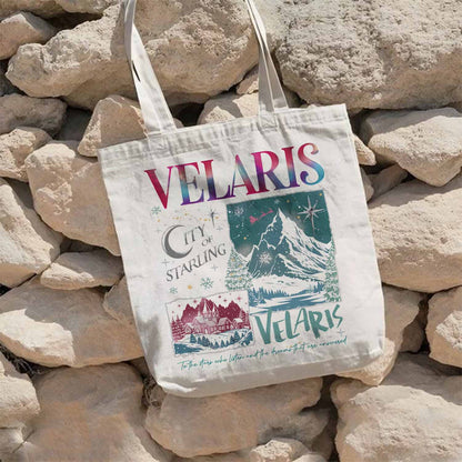 Book Club Tote Bag, Velaris City Starlight Bag, Booked for Christmas Acotar Bag