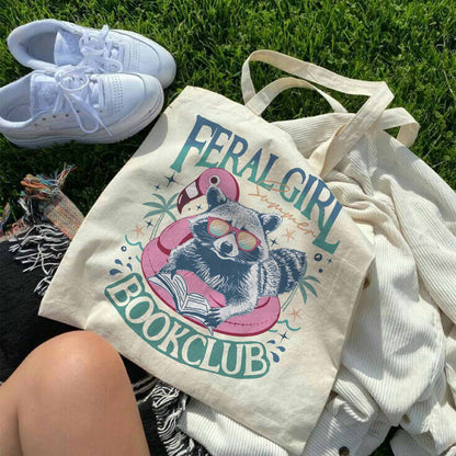 Book Girl Summer Tote Bag,Beach Book Lover Summer Bookish Funny Reader,Feral Girl Summer,Bookish Tote bag,Gift for Her,Romance Book