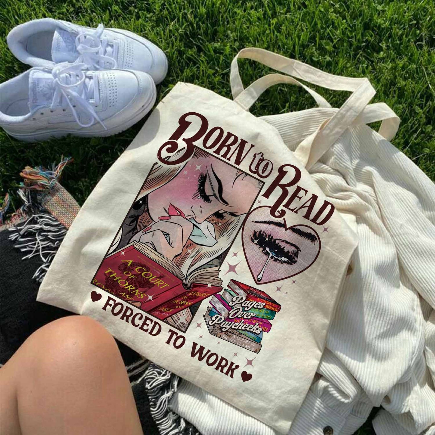 Born To Read Bookish Tote Bag, Funny Reader Book Addict, Bookish Gift For Her, Dark Romance, Smut Shirt Gift Booktok, Sjm Book Tote Bag