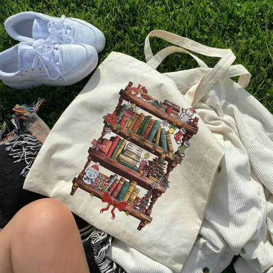 Librarian Snowman Tote Bag, Book Lover Christmas