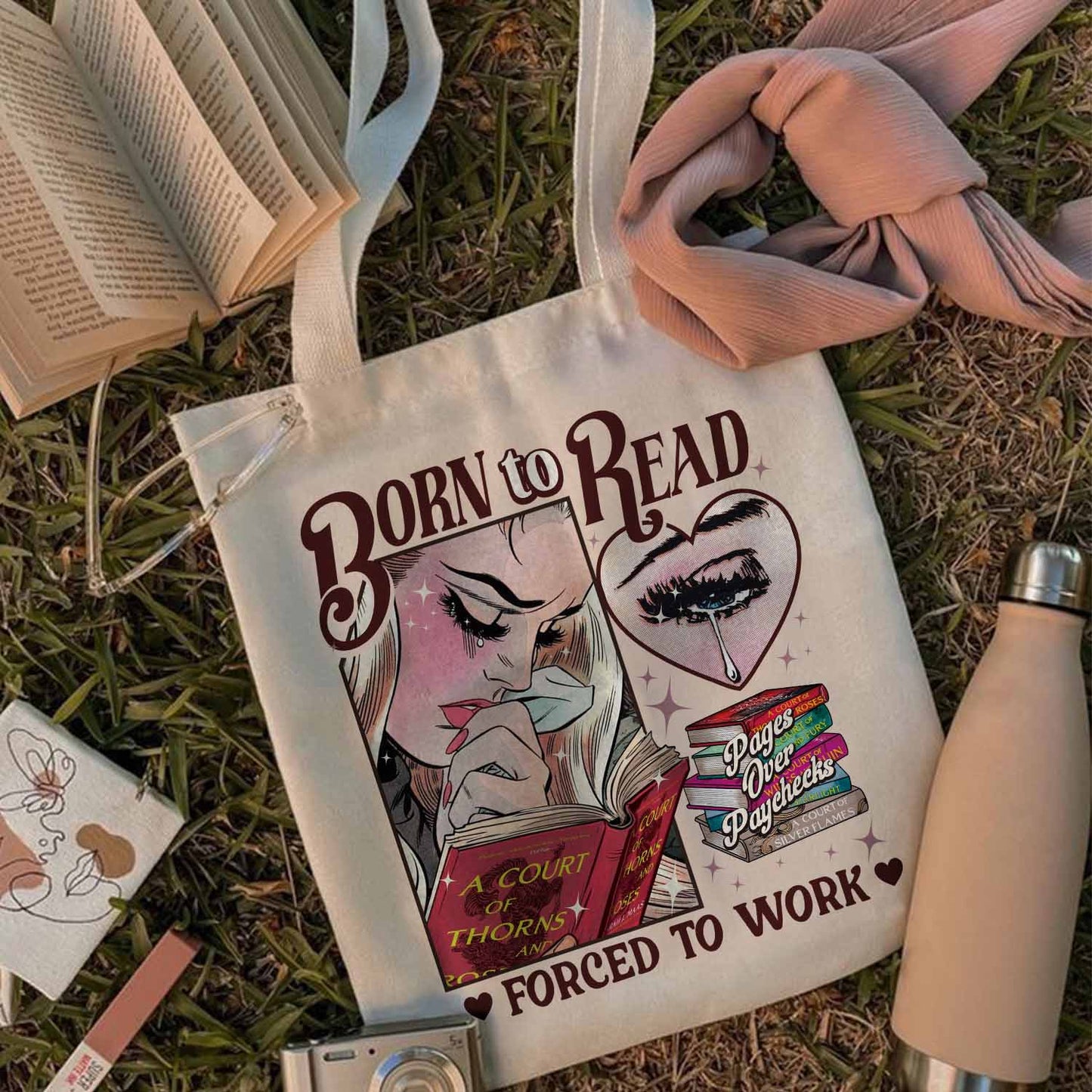 Born To Read Bookish Tote Bag, Funny Reader Book Addict, Bookish Gift For Her, Dark Romance, Smut Shirt Gift Booktok, Sjm Book Tote Bag