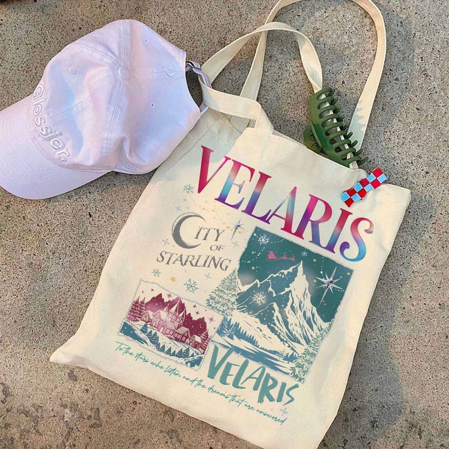 Book Club Tote Bag, Velaris City Starlight Bag, Booked for Christmas Acotar Bag