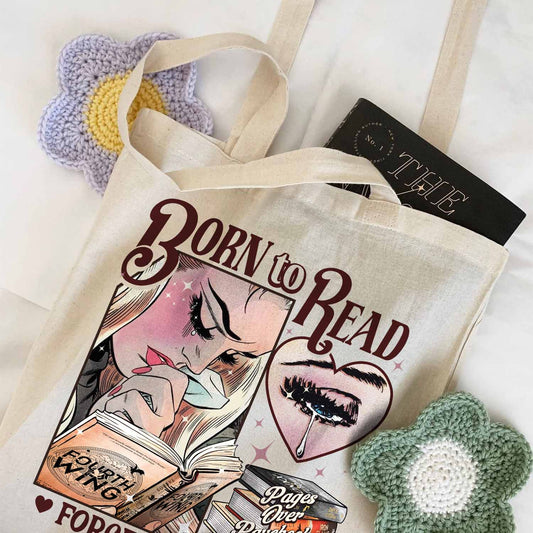 Born To Read Forced To Work Tote Bag, Born To Read FW, Born To Read Bookish Bag, Basgiath War College, Dragon Rider, Fantasy Reader