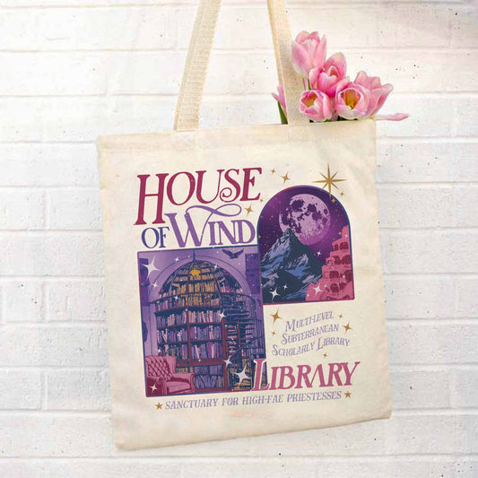 House of Wind Tote Bag, House of Wind Library, House of Wind Book Club Bag, Library Velaris Bag, ACOTAR Bag, Bookish Bag