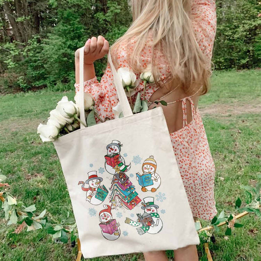 Snowman Reading ACOTAR Bag, Snowman Reading Book Bag, Snowman Book Bag, Christmas Book Bag, Book Club Bag, Christmas Bookish Gift