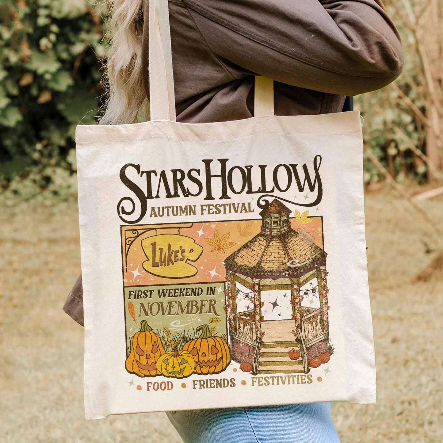 Stars Hollow Autumn Festival Tote Bag, Where You Lead I Will Follow Bag, Tv Show Fans Gift, Fall Bag, Luke's Coffee Bag