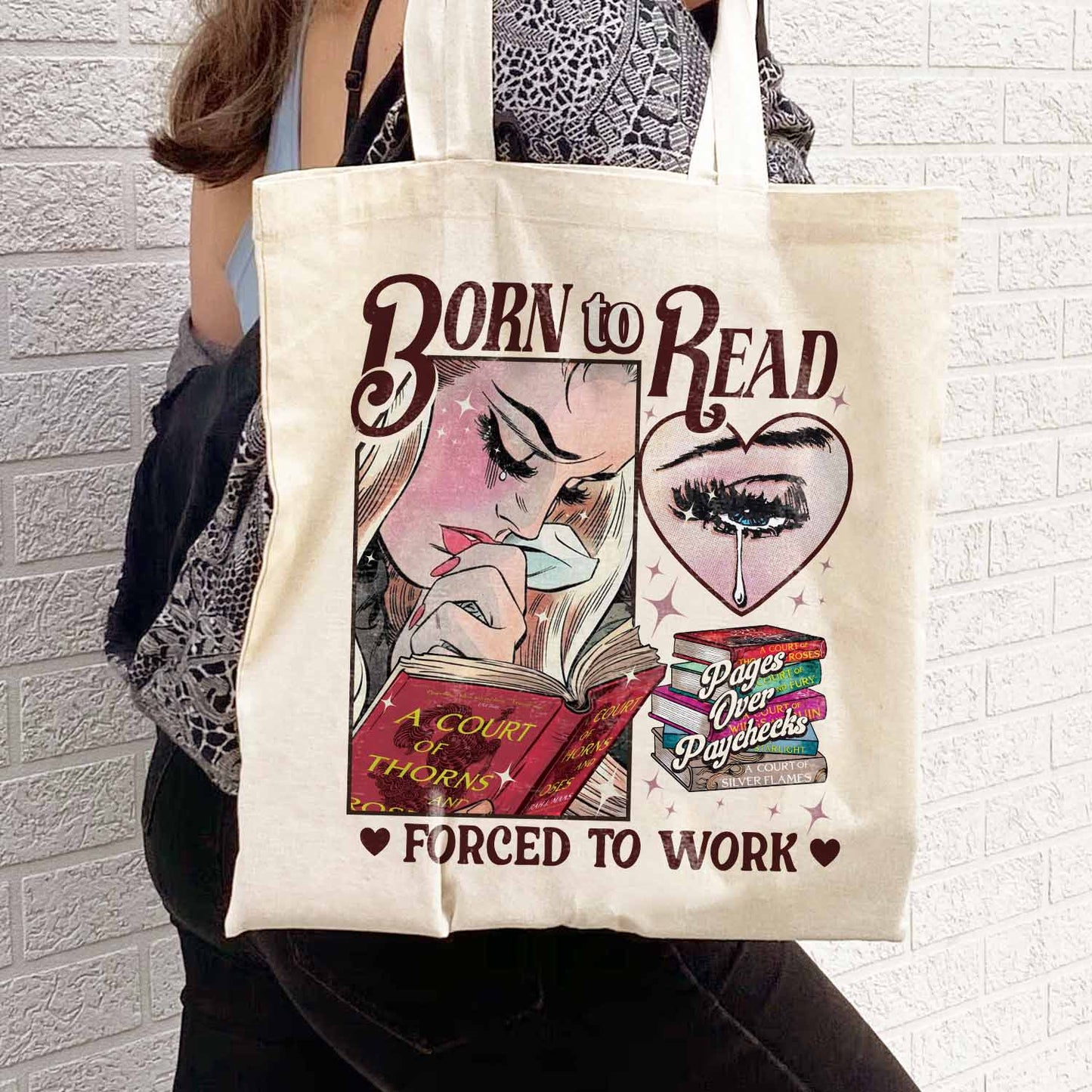 Born To Read Bookish Tote Bag, Funny Reader Book Addict, Bookish Gift For Her, Dark Romance, Smut Shirt Gift Booktok, Sjm Book Tote Bag