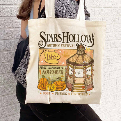 Stars Hollow Autumn Festival Tote Bag, Where You Lead I Will Follow Bag, Tv Show Fans Gift, Fall Bag, Luke's Coffee Bag