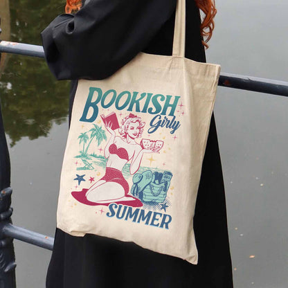 Book Girl Summer Tote bag, Beach Book Lover Summer Bookish Funny Reader, Feral Girl Summer Raccoon Tote Bag, Funny Meme Raccoon Tote Bag, Bookish Tote Bag