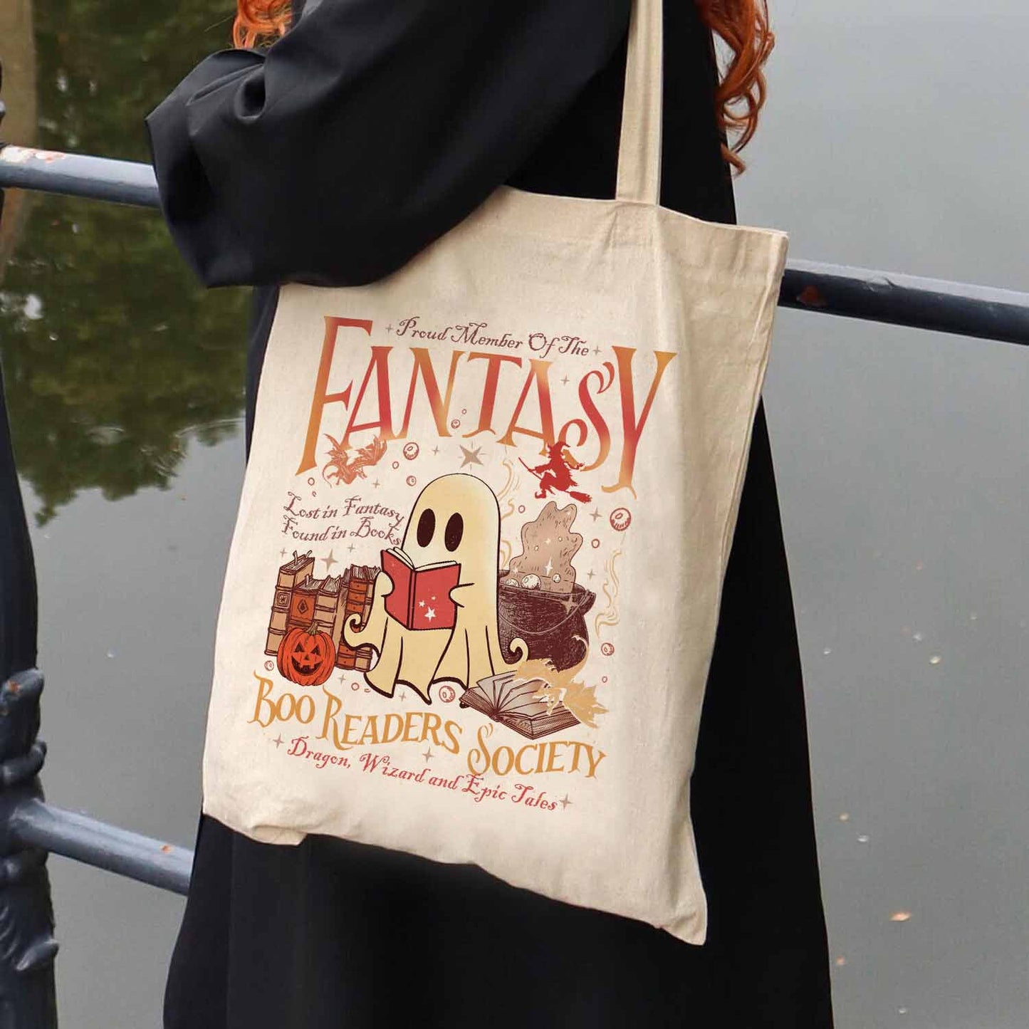 Fantasy Reader Tote Bag, Boo Readers Society Bag, Fantasy Dragon Bookish Bag, Fantasy Book Lover, Booook Bag, Boo Read