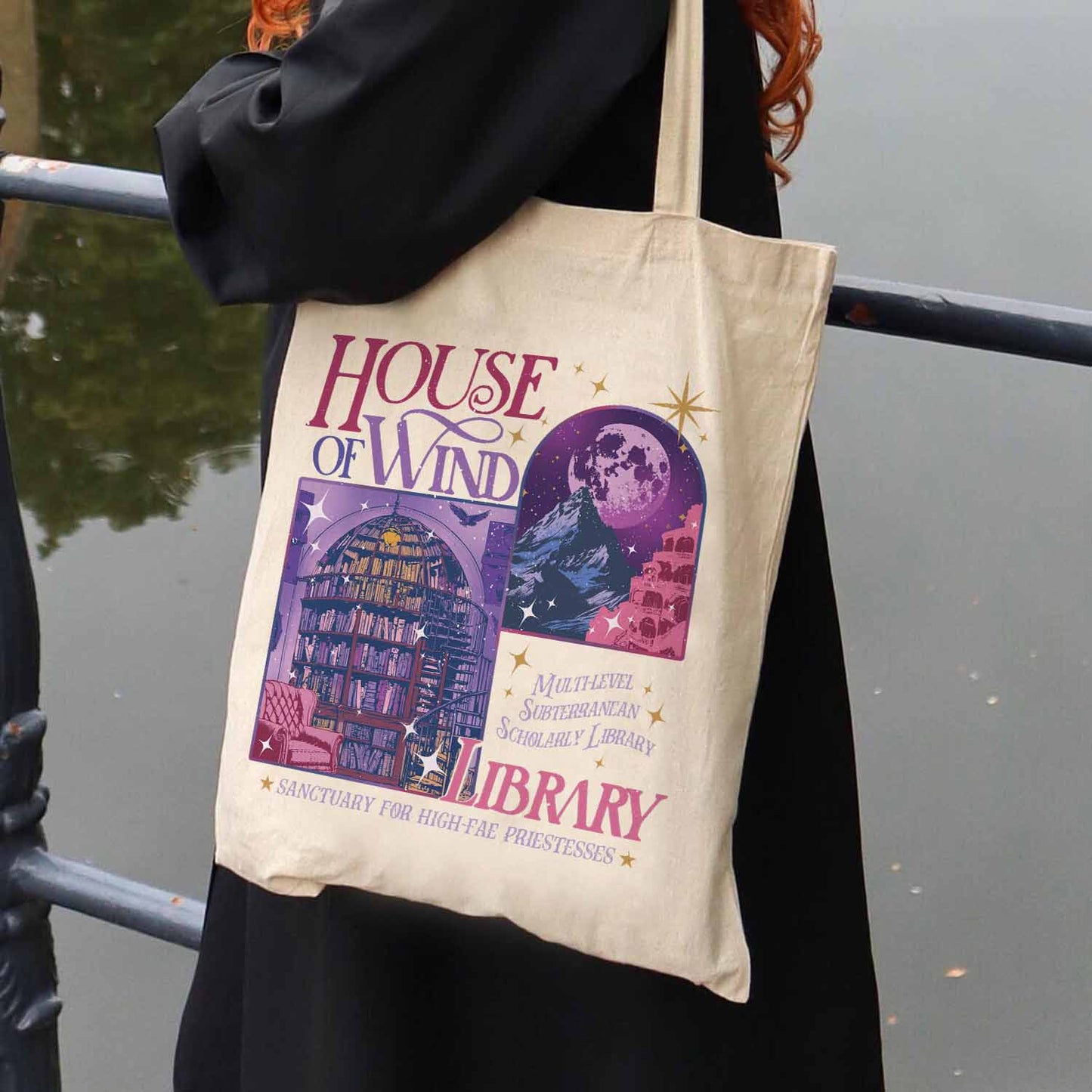 House of Wind Tote Bag, House of Wind Library, House of Wind Book Club Bag, Library Velaris Bag, ACOTAR Bag, Bookish Bag