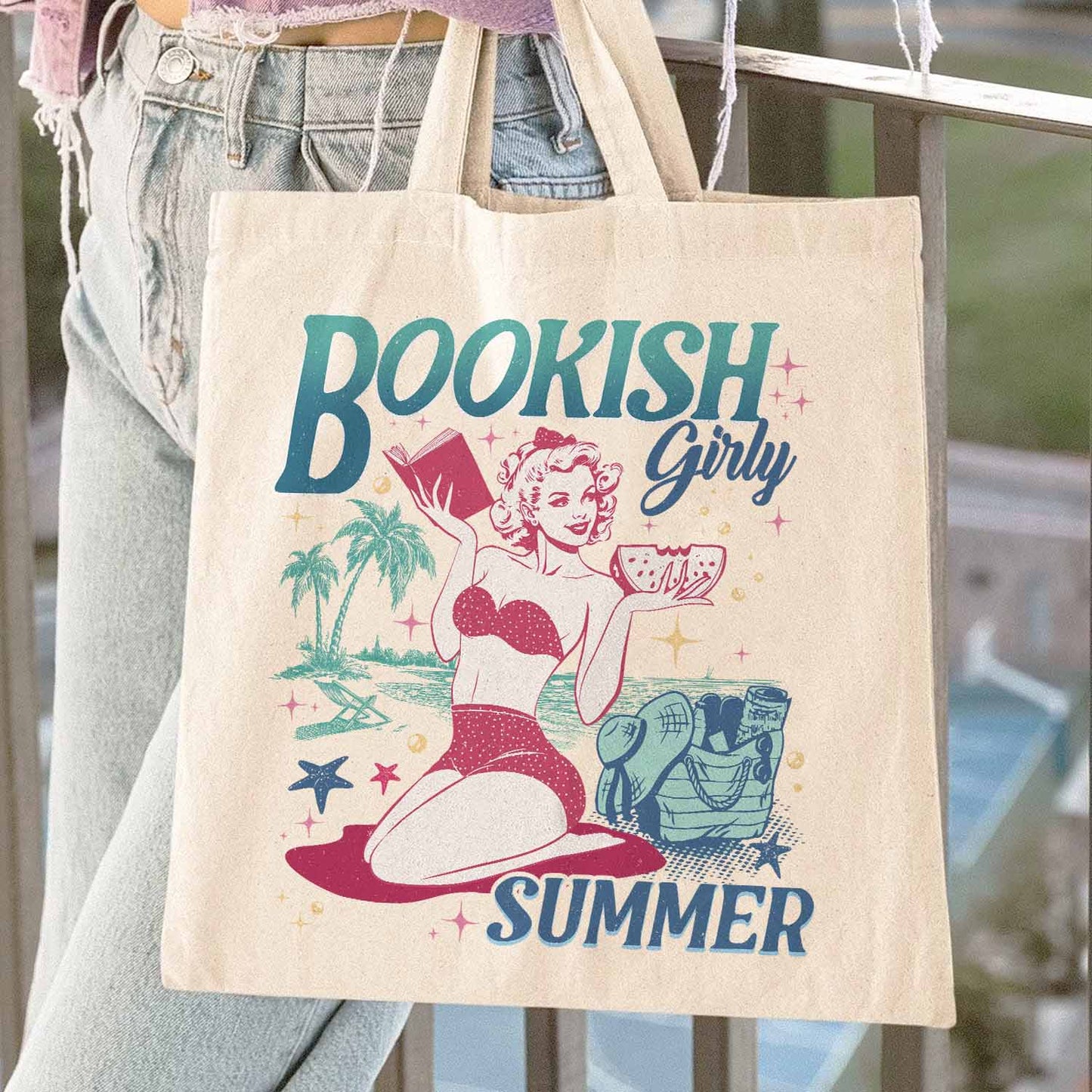 Book Girl Summer Tote bag, Beach Book Lover Summer Bookish Funny Reader, Feral Girl Summer Raccoon Tote Bag, Funny Meme Raccoon Tote Bag, Bookish Tote Bag