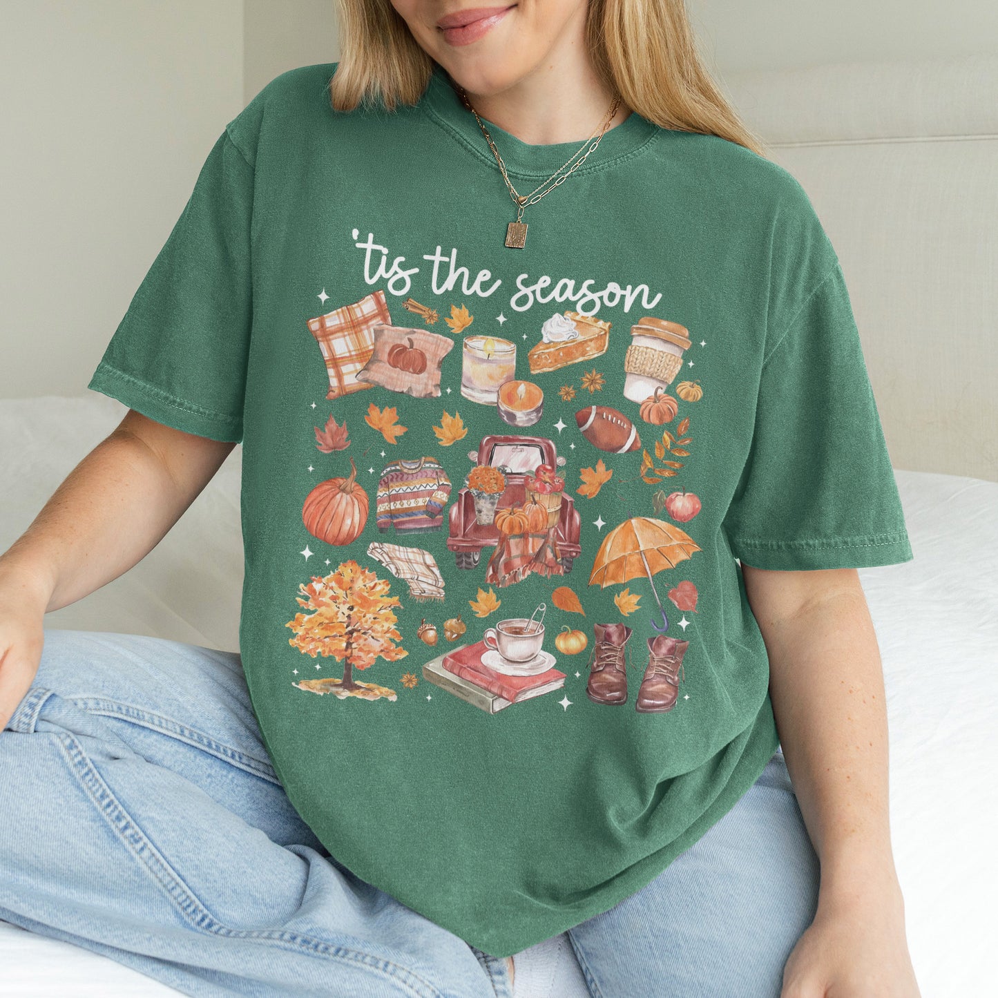 Tis the Season Tee, Pumpkin Season, Autumn Doodle Harvest, Women’s Cozy Tshirt