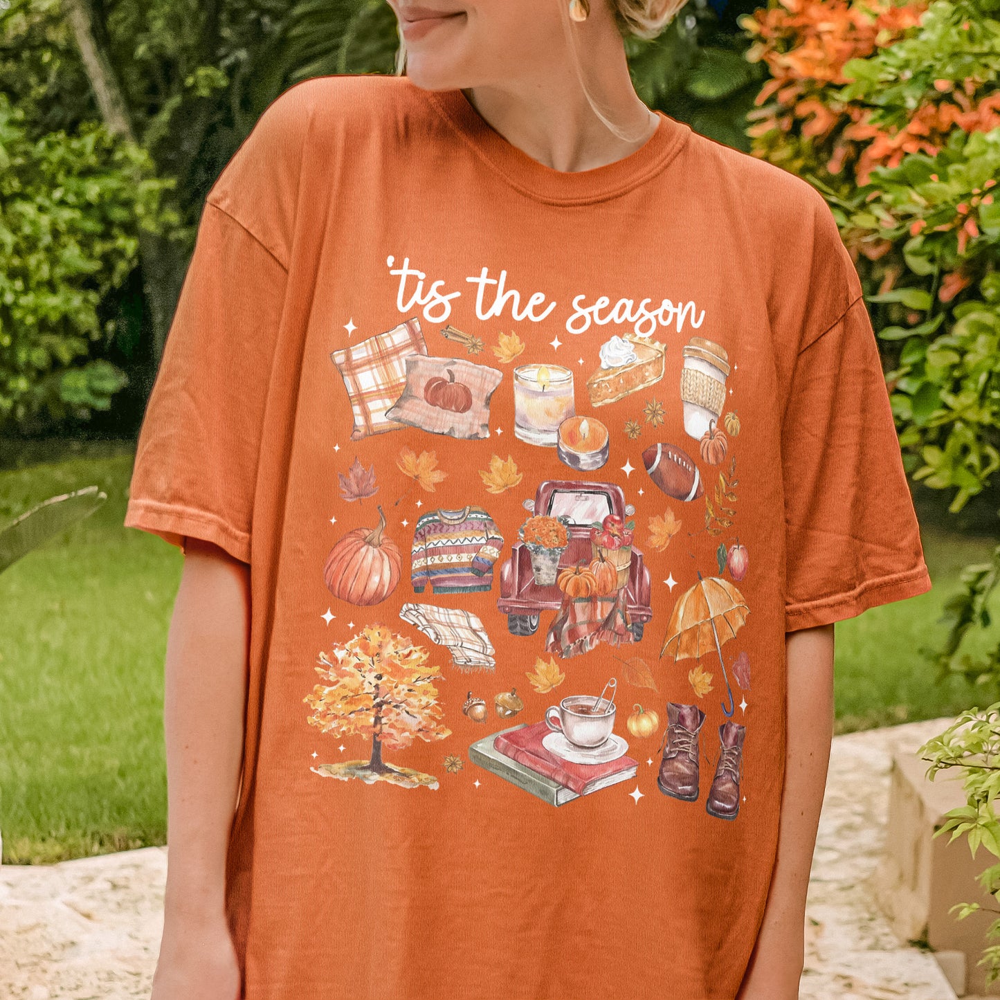 Tis the Season Tee, Pumpkin Season, Autumn Doodle Harvest, Women’s Cozy Tshirt