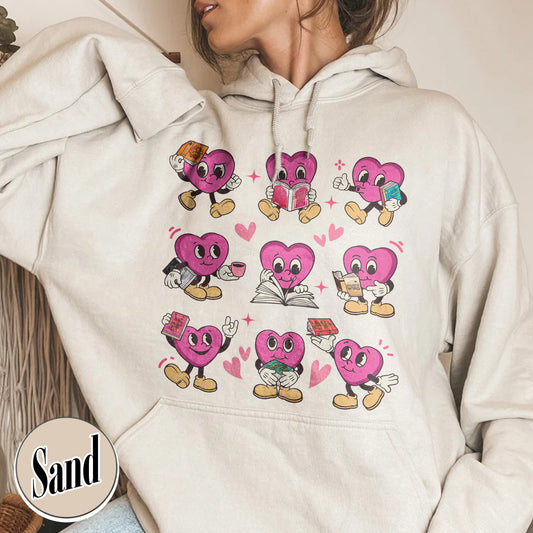 Valentine Book Lover Hoodie, Librarian Hoodie, Teacher Valentines, Book Valentine Gift