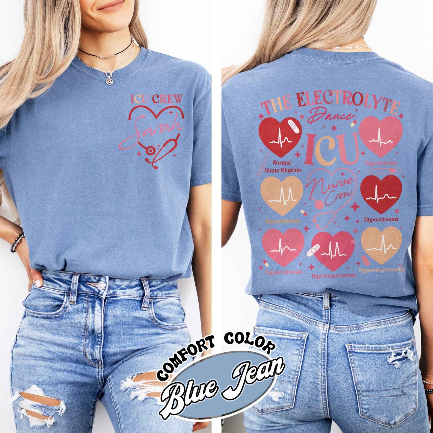 Valentine Nurse Comfort Color Shirt,Custom Icu Nurse Shirt Valentines Day,Nurse Squad Valentine Shirt