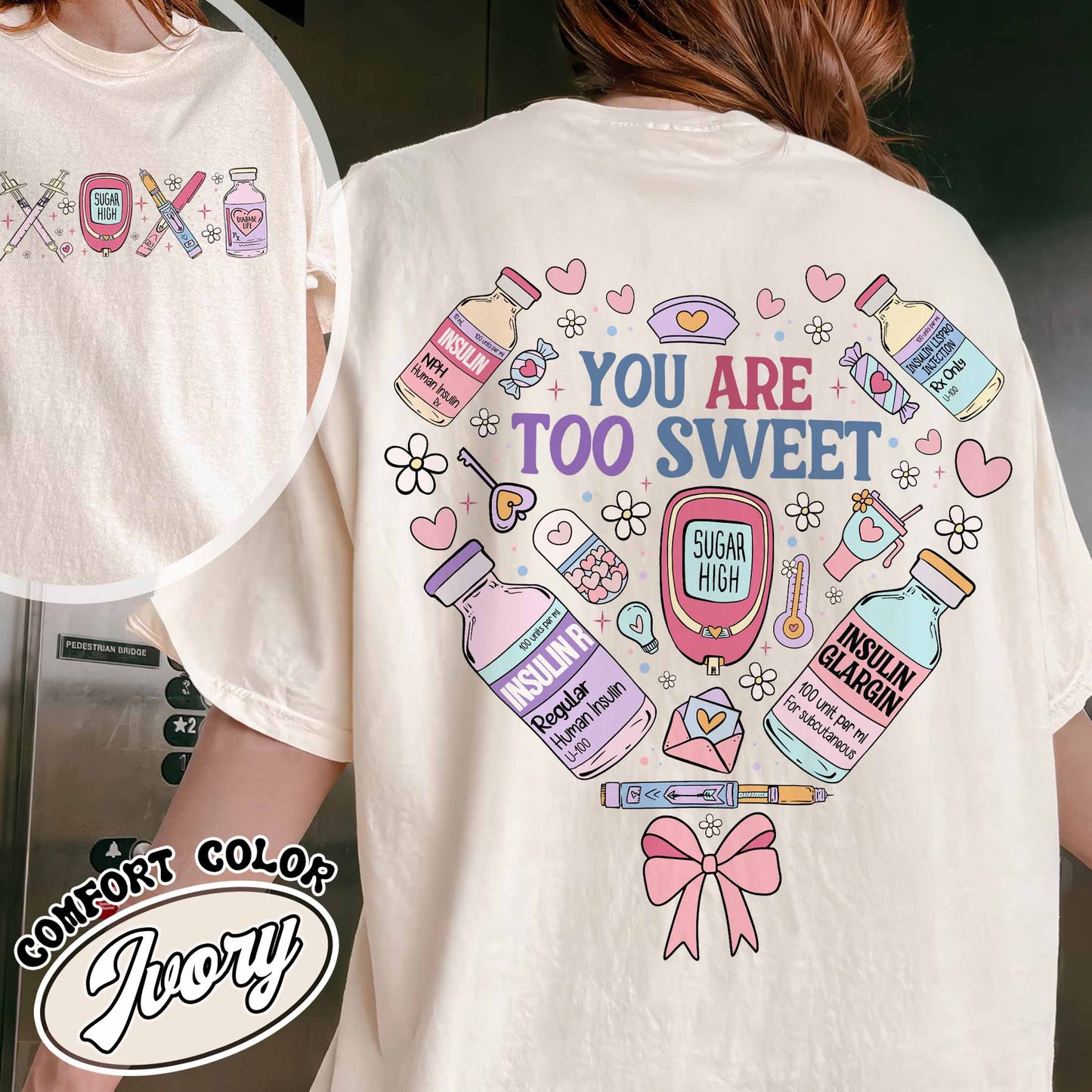 Valentine’s Day Nurse Comfort Color Shirt, You Are Too Sweet Nurse Valentine Shirt, Insulin Diabetes ICU Nurse