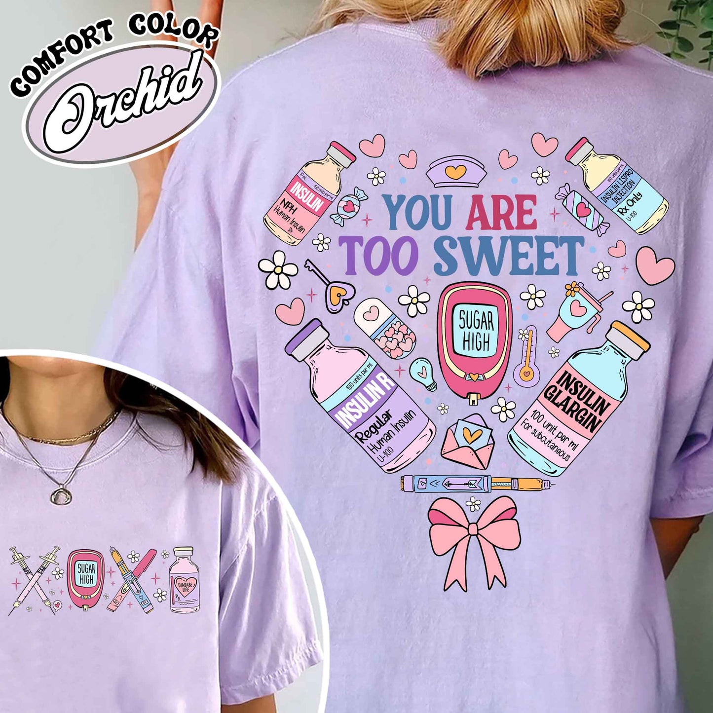 Valentine’s Day Nurse Comfort Color Shirt, You Are Too Sweet Nurse Valentine Shirt, Insulin Diabetes ICU Nurse